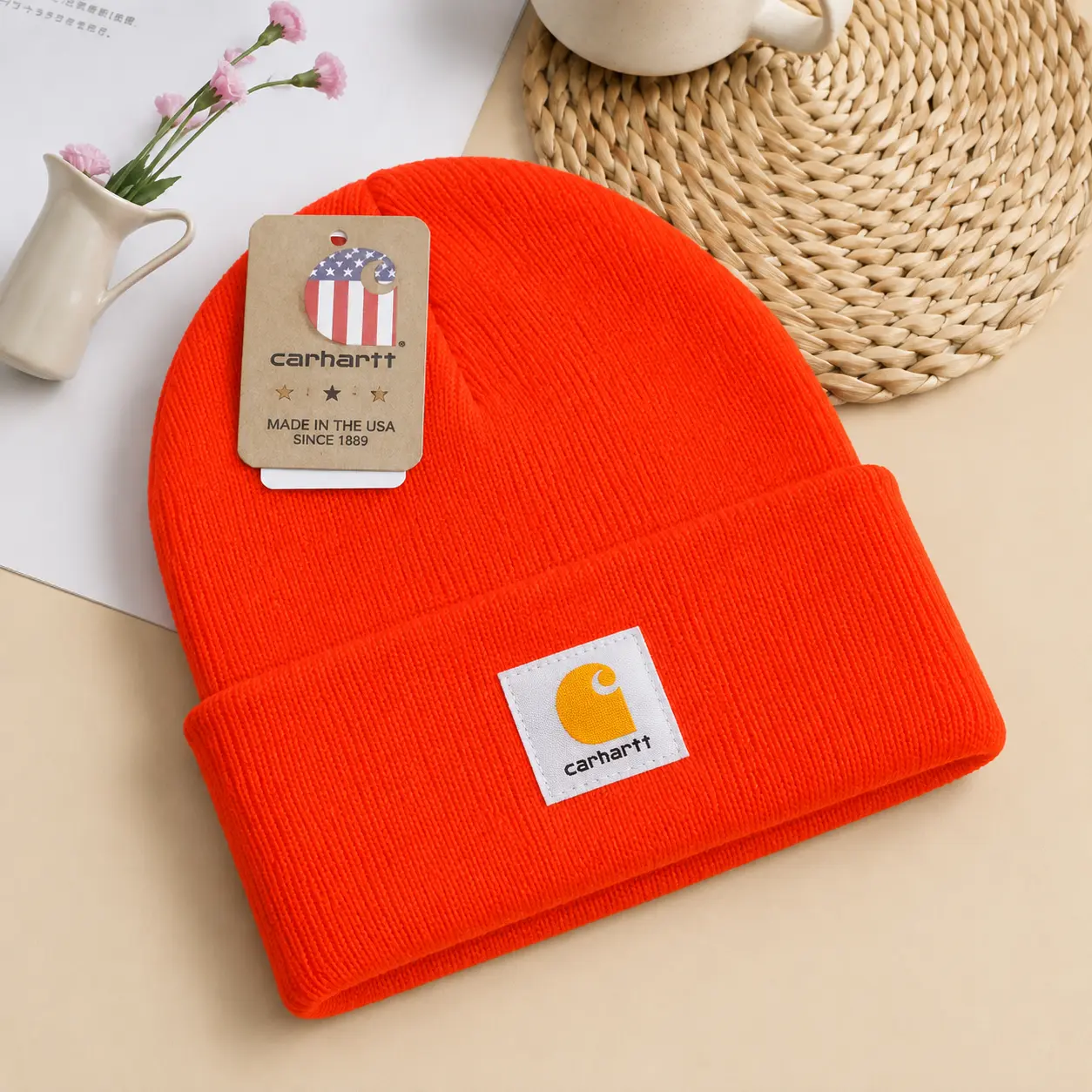 Carhartt A18 Winter Knit Beanie Hat for Men Women – Premium Cuffed Skull Cap, Warm Stretch Ribbed Fabric, Classic Workwear Design, Unisex Outdoor Hat, Streetwear Fashion, Casual Everyday Wear, Comfortable Cold Weather Accessory, Trendy Winter Cap