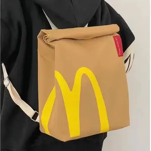 McDonald's bags Funny  Classic Large Capacity Paper Bag Casual Canvas Backpack Notebook Bag- Cute Backpack