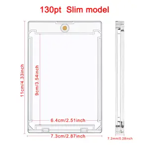 130PT Magnetic Acrylic Card Holder Ultra Thin Clear Trading Card Case UV Protection Diamond Corners for Sports Baseball Basketball Cards 10Pcs