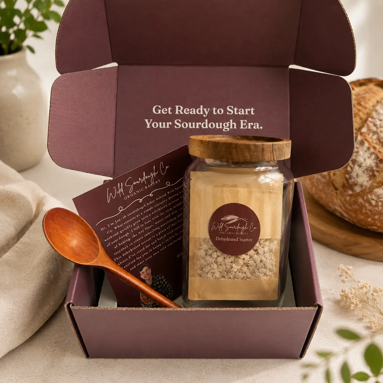 Organic Dehydrated Sourdough Starter Kit – Wild Sourdough Co, Glass Jar & Wood Lid