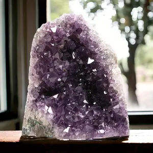 1pc Natural Amethyst Geode Cluster, Crystal Home Decor, Holiday Gifts - Christmas, Halloween, Easter, Hanukkah, Thanksgiving