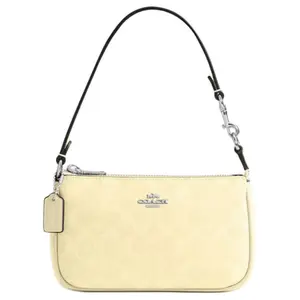 COACH Nolita 19 Letter-Logo Handbag for Women – Small Coated Canvas Tote with Silver Hardware in Yellow