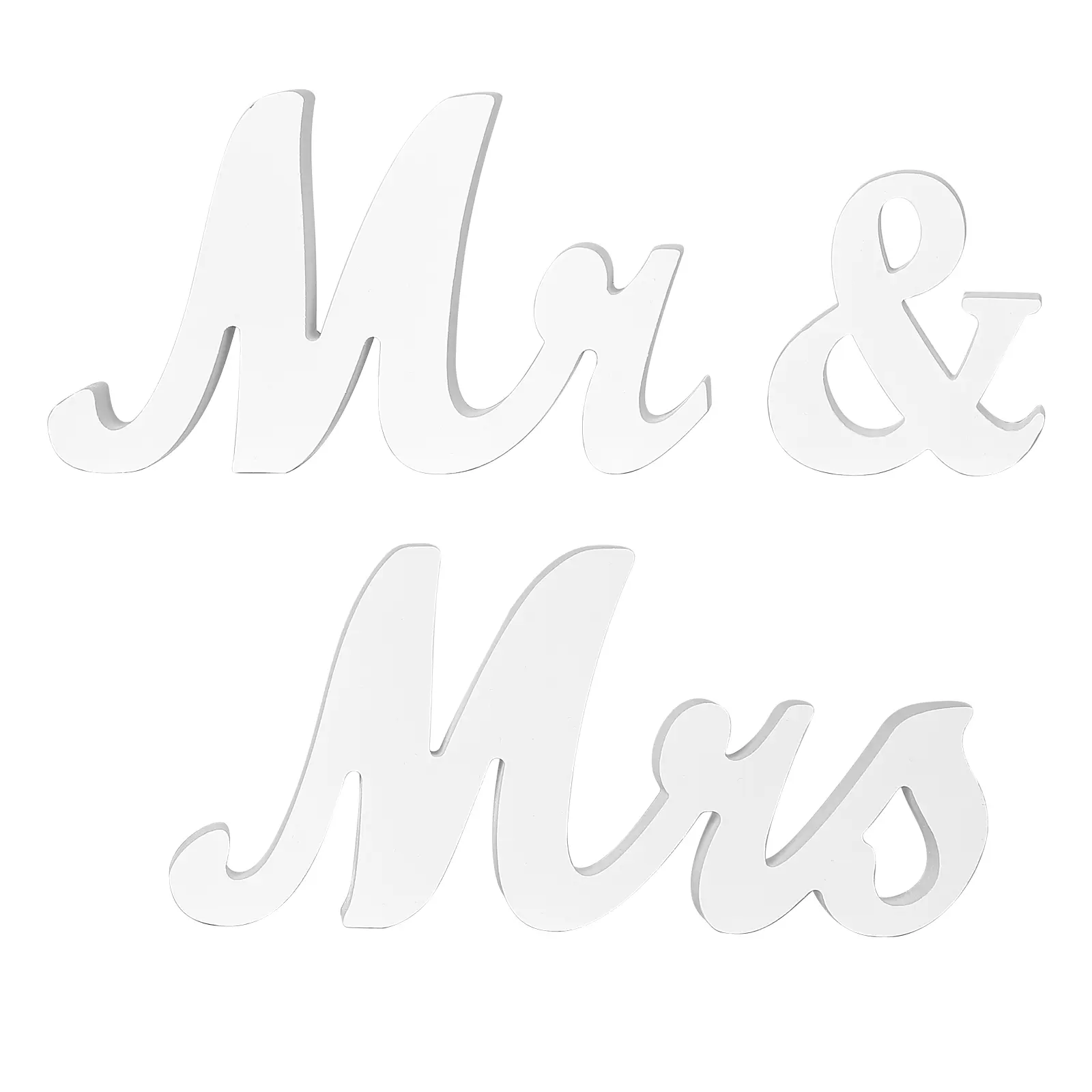 White Wood Freestanding Mr-and-Mrs Letters Sign - Sturdy Base, Independent Pieces, Reusable for Anniversaries, Wedding Sweetheart Table Decor, Gift-Worthy Indoor Furniture Accent, Photo, Reuse For Annivers