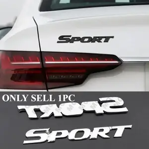 1PC Car Accessories Vehicle Decoration Sticker Styling Metal 3D Chrome Black Car Trunk Racing Sport Word Letter Logo Emblem Badge Decal Sticker Reflective Sticker Sticker For Cars