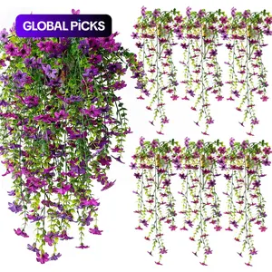 6-Pack Artificial Hanging Six-Ear Orchid Flowers, Artificial Flower Set, Artificial Flower Decorations, Bright Long-Lasting Colors, Indoor & Outdoor Decoration, Perfect for Gardens & Window Sills #GLOBAL PICKS