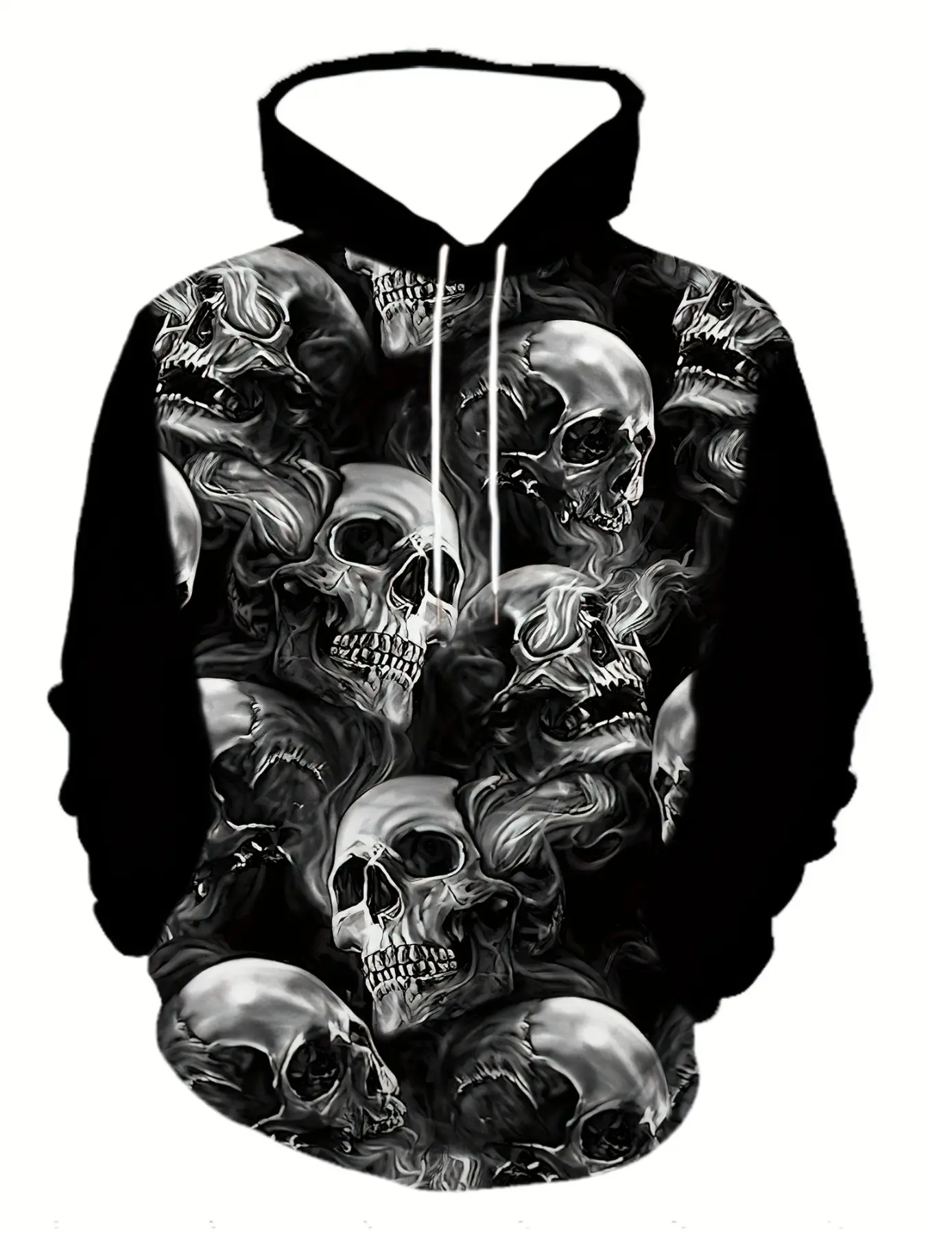 Dark-style full-print skull hoodie, a street-style cool, Fashion, Slim Fit and trendy item, Menswear, Streetwear, Long Sleeve, Sweatshirts, Gothic Hoodies, Casual Print Hoodie
