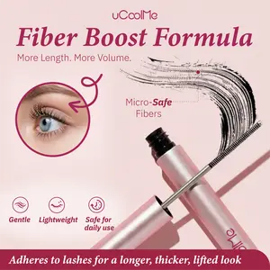 uCoolMe Lengthening and Curling Mascara 3D Eyelash Iron Magic Wand Mascara Black Long Lasting Waterproof Smudge Proof 24 Hour Wear Natural Extension Thickening Effect Ultra Fine Volumizing Makeup Cosmetics with Eyelash Curler