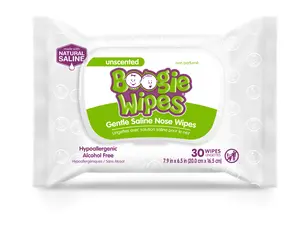 Boogie Wipes Saline Nose Wipes for Babies & Kids – Gentle Saline with Aloe, Chamomile & Vitamin E for Sensitive Skin (3-Pack or 6-Pack)