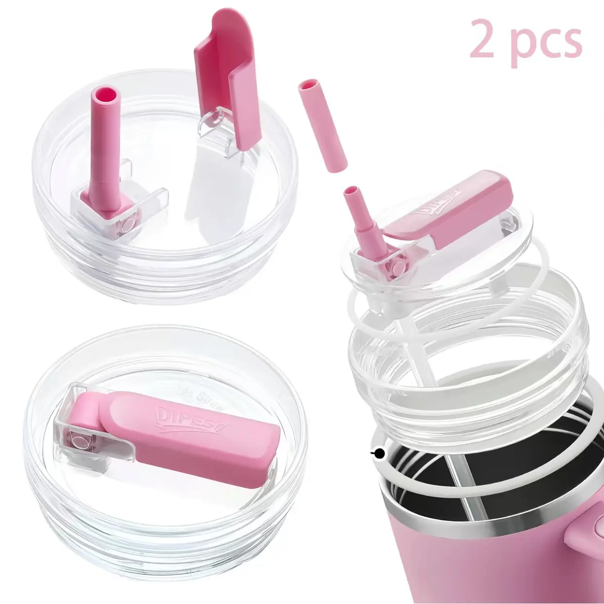 2Pack Stanley Cup Replacement Lids – Leak-Resistant Straw Cover, Dishwasher Safe, Spill-Proof Tumbler Accessories