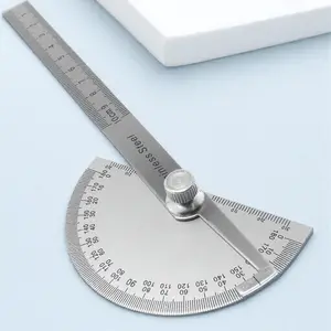 180° Precision Stainless Steel Protractor Set (2-Pack), Multi-Purpose Angle Measuring Tool for Mechanical, Woodworking, Engineering, Architectural Drafting, Student Use & Home Office - Portable Durable Ruler Kit