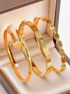 3 elegant, simple and personalized cuff bangles bracelets for women, with an open design and versatile wear, suitable for birthday and Christmas gifts