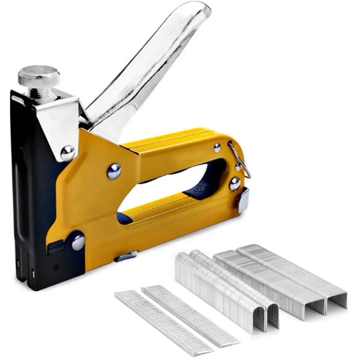 Upholstery Staple Gun Heavy Duty, YEAHOME 3-in-1 Stapler Gun with 600 Staples, Manual Brad Nailer Power Adjustment Stapler Gun for Wood, Crafts, Carpentry, Decoration DIY ,Used to Staple Plastics, Wood, and Brickwork.