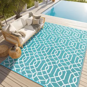 LOKHOM Outdoor Reversible Camping Area Rug 9x12 Plastic Straw RV Mat Recyclable Materials Large for Camping RV Balcony Backyard Picnic Mat Beach Patio Picnic