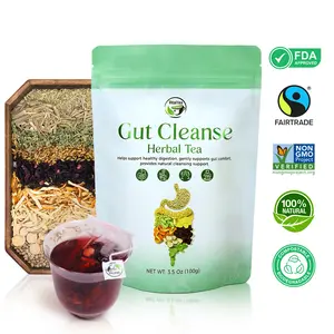 Gut Cleanse Herbal Tea – Mint Ginger Lemongrass Botanical Blend | Caffeine-Free | Non-GMO | 9 Natural Herbs Beverage | Edible corn fiber tea bags(100g)