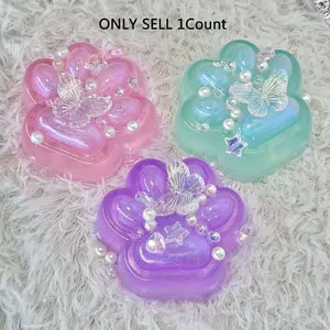 Cute Cat Paw Design Squishy Toy, Glittering Squeeze Toy, Soft Squeezing Fidget Toys for Stress Relief, Birthday Gift, Kawaii Squishies
