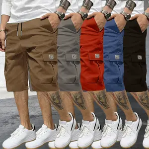 Men’s cargo shorts set — durable tear-resistant fabric, multifunctional pockets, suitable for gym workouts, hiking, and jobsite work — a summer casual style that is comfortable and breathable.