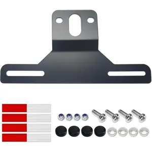 License Plate Bracket Holder- Black Stainless Metal Car Frame For Trailer,Truck,RVs,Boats, Universal Plate Light Mounting Kit With Screw Caps