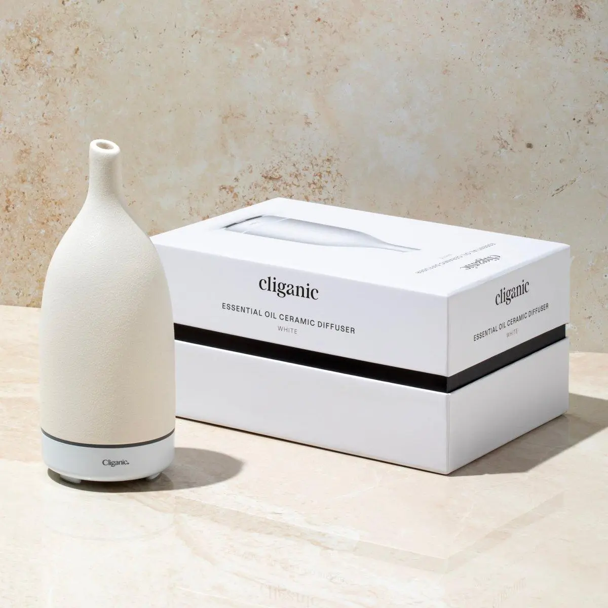 Cliganic Ceramic Aromatherapy Diffuser for Essential Oils - 7 Color Lights, Cool Mist, Auto Shut Off for Home & Office