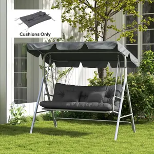 59" Tufted Bench Cushions & Throw Pillows, Replacement Bench Seat Pad, Back & 2 Pillows for Outdoor Furniture, Charcoal