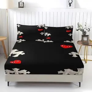 3-Piece Gothic Cross Patterned Bed Sheet Set, Soft And Durable Bedding Set, Including 1 Bed Sheet And 2 Pillowcases, Suitable For Daily Holiday Birthday Gifts And Bedroom Decorations For Children And Adults