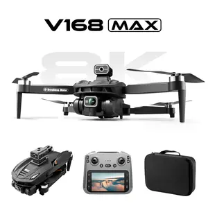 SSS PIXEL-2025-New V168 Max drone, 1080P camera, 4.5inch screen remote controlquadcopter, brushless motor, GPS return, gesture control,360°Scrolling, dual lens, foldable design,