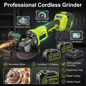 【Father'sDayGift】All-in-One Cordless Angle Grinder Set - 21V Brushless Tool with Cutting Discs, Sanding Sheets & Polishing Wheels, Ergonomic Handle for Precision Work