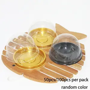 50pcs/100pcs per pack  plastic Transparent mini cake box muffins box cookies muffins dome box wedding birthday gift box for Christmas, random color, Halloween, Wedding, and Birthday - Kitchen Organizers Bakeware