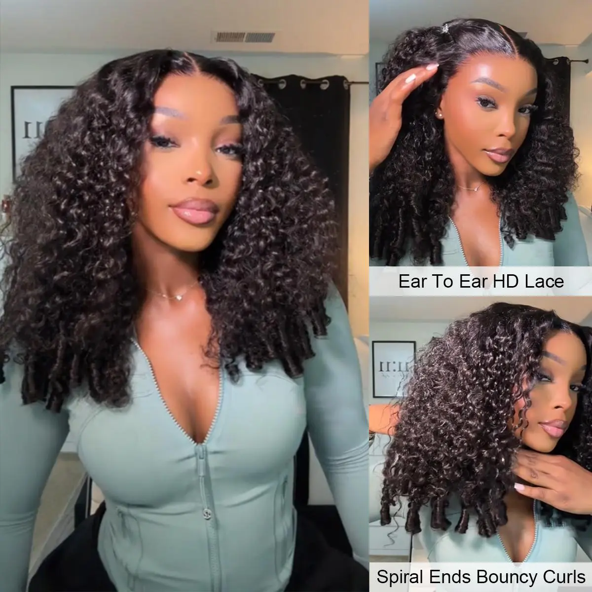 [Super Deal] BGMgirl Burmese Curly 9x6 Lace & Half wig Glueless Spiral Ends Wear Go Draw-strings Wig 180% Density Fluffy Look Pre-Bleached Tiny Knots Pre-Plucked Natural Hairline 100% Human Hair Closure Wig Beginner Friendly summer outfits back to school