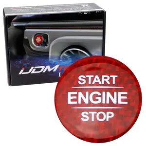 iJDMTOY Gloss Red Real Carbon Fiber Keyless Engine Start/Stop Push Start Button Cover Trim For Mercedes-Benz A CLA GLA GLB GLE GLS G Class