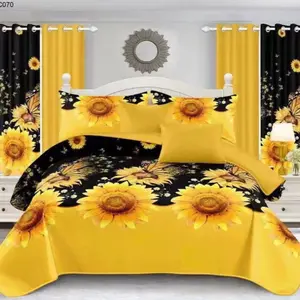 Comforter 24 pcs - Sunflower Design, Yellow and Black Color, 24 Pieces Set, Ideal for Bedroom Decor