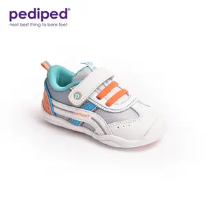 Pediped Venus Grip 'n' Go  White Orange Sneakers for Active Kids Flexible Rubber Soles Cushioned Design Approved by APMA
