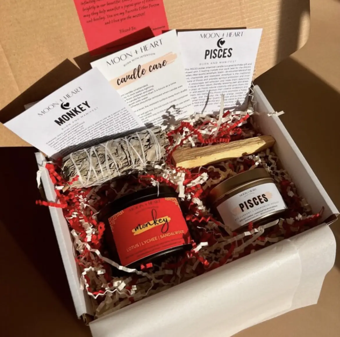 Personalized Zodiac Gift Box with scented soy wax candles, sage and palo santo Cotton Perfume Decoration