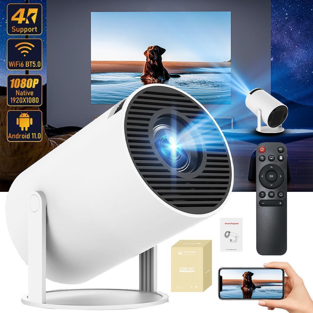 Portable Smart Projector with 4K 360° HD LED, WiFi 2.4/5G, BT 5.2, Built-in Speaker, 200'' Display, Home Theater Mini Projector for Indoor/Outdoor Use,for Valentine’s Day Gift