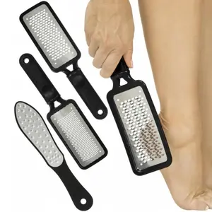 3 Pack Foot File Feet Scraper for Dead Skin - Heel Grater, Callus Remover Scrubber Tool, Rasp for Cracked Heels - Stainless Steel Pedicure Filer for Men & Women - Use on Wet or Dry Skin 4-pack