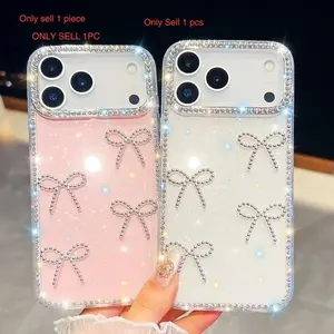 Shining Bow Bright Diamond Shiny Protective Cellphone Smartphone Case For iPhone 16E 16 17 Air 15 14 13 Pro Max 16 Plus Glitter Cover Casing