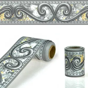 Peel and Stick Wallpaper Border, Abstract  Grey Removable Self Adhesive Wall Border Decorative Molding Tiles Stciker for Home Decor 2''x32.8ft