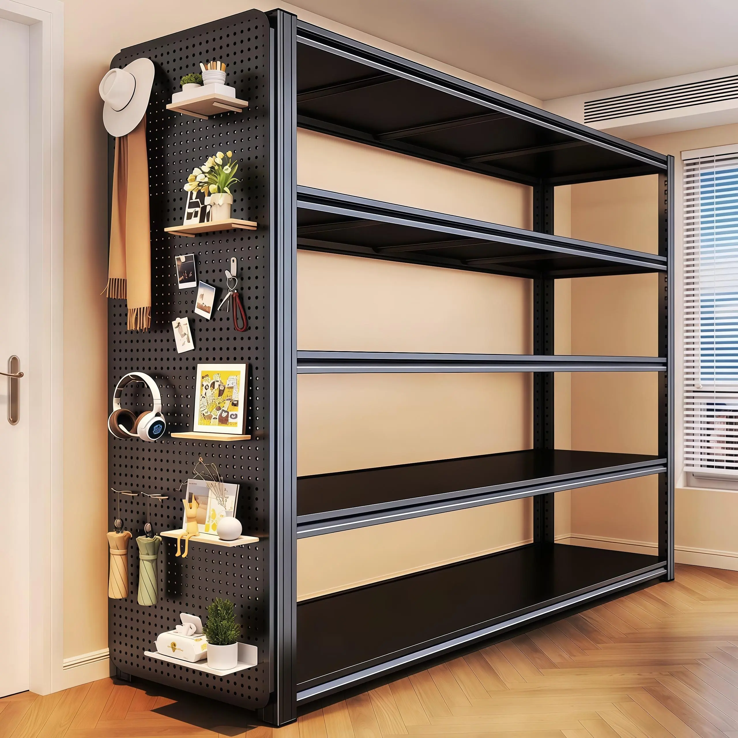 Heavy-Duty Metal Garage Shelving Unit, 5-Tier Adjustable Rustproof Steel Utility Rack, Easy-Assembly Organizer for Tools, Basement
