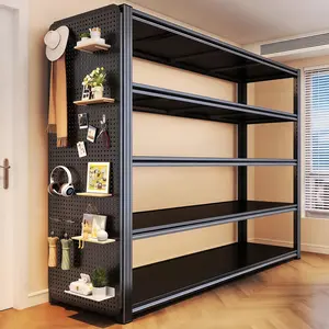 77" H Heavy-Duty Metal Garage Shelving Unit, 5-Tier Adjustable Rustproof Steel Utility Rack, Easy-Assembly Organizer for Tools, Basement
