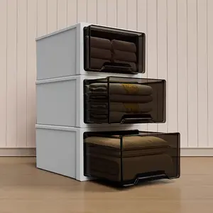 3-Tier Stackable Plastic Drawer Organizer - Clear Large Capacity Storage for Clothes, Underwear & Socks, Space-Saving for Wardrobe, Bathroom or Office, Multilayer Storage