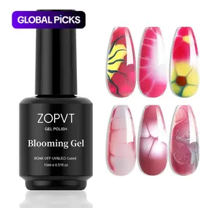 Zopvt 15ML Blooming Gel Nail Polish, Transparent Marble Effect Floral Watercolor Design, Professional Nail Art Accessories, Cosmetic #GLOBAL PICKS