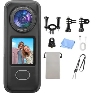 4K Action Camera, 3.5Hrs  Life  Camera Hands-Free Recording, IPX6  Portable Vlogging Camera with 1.4"  Screen, Video Recorder with WiFi for Travel, Cycling, , Bloggers