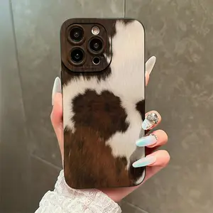 A matte phone case with cow hair pattern, suitable for iPhone 17 Air/16 Plus/15 Pro Max/14 Pro/13/12/11/XS Max/X phone case, the best choice for holiday gifts for family, friends, lovers, girlfriends MS364
