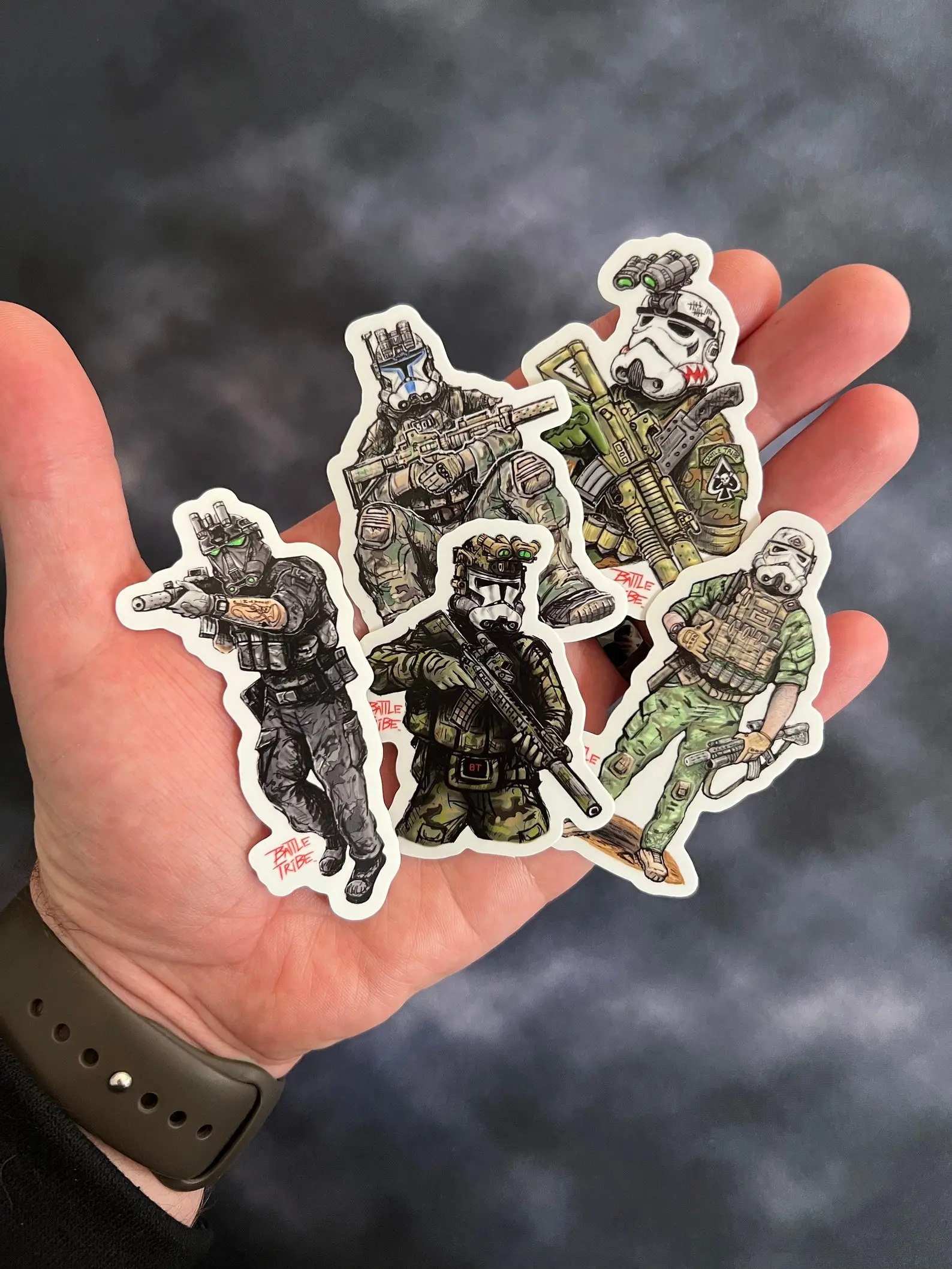 Pack 5 Stickers Combat Tribe Solider Mini , Hard Hat Sticker, Bue Collar Sticker, Construction Sticker, Hard hat stickers, lunchbox sticker, Journeyman sticker, 409 carpenters, working class, carpenters stickers, union stickers