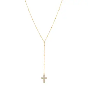 Cross Rosary Style Necklace