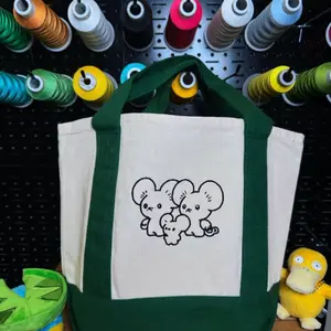 Maushold Mini Tote Bag. Cute embroidery for gift.