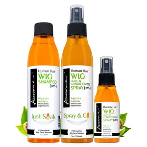 Awesome Human Hair Wig Shampoo & Leave-In Conditioning Spray Set - Daily Flawless Frizz Cleanser for Human Hair Wigs - Smooth & Soft - Travel -  Conditioner Haircare