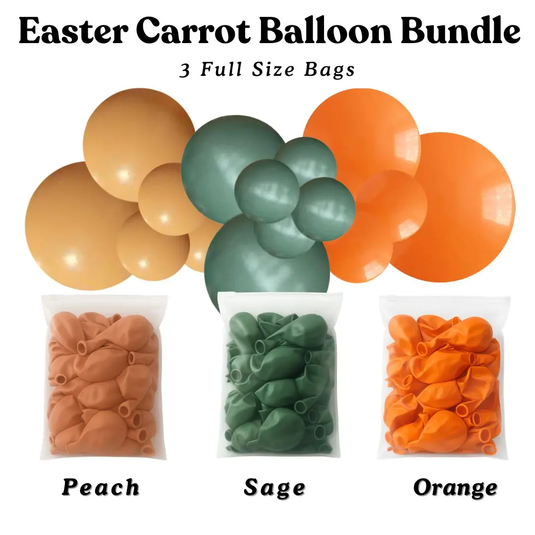 Easter Carrot Balloon Bundle - Peach, Sage, Orange