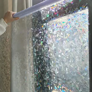 Laser Crescent Electrostatic Window Decoration Sticker, 1 Count Self-adhesive Removable Window Decal, Decorative Sticker for Living Room Bedroom, Summer Gift, Window Privacy Film