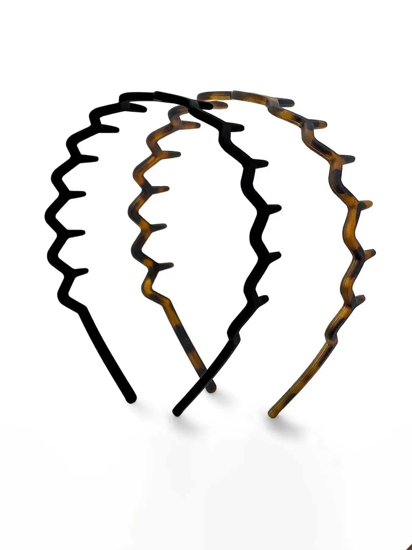 Women's Wavy Headbands, 2-Piece Casual Accessories Set with Geometric Zigzag Patterns and a Non-Slip Teeth Grip