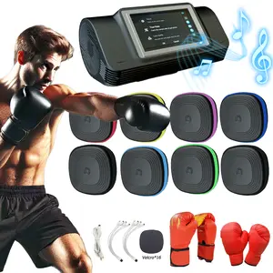 Split Music Boxing Machine, Touch Screen Music Punching Machine with 8 Targets, 2 Gloves, and 10 Modes, Wall Mounted with LED, 4000mAh, Boxing Music Workout Machine for Adults and Kids